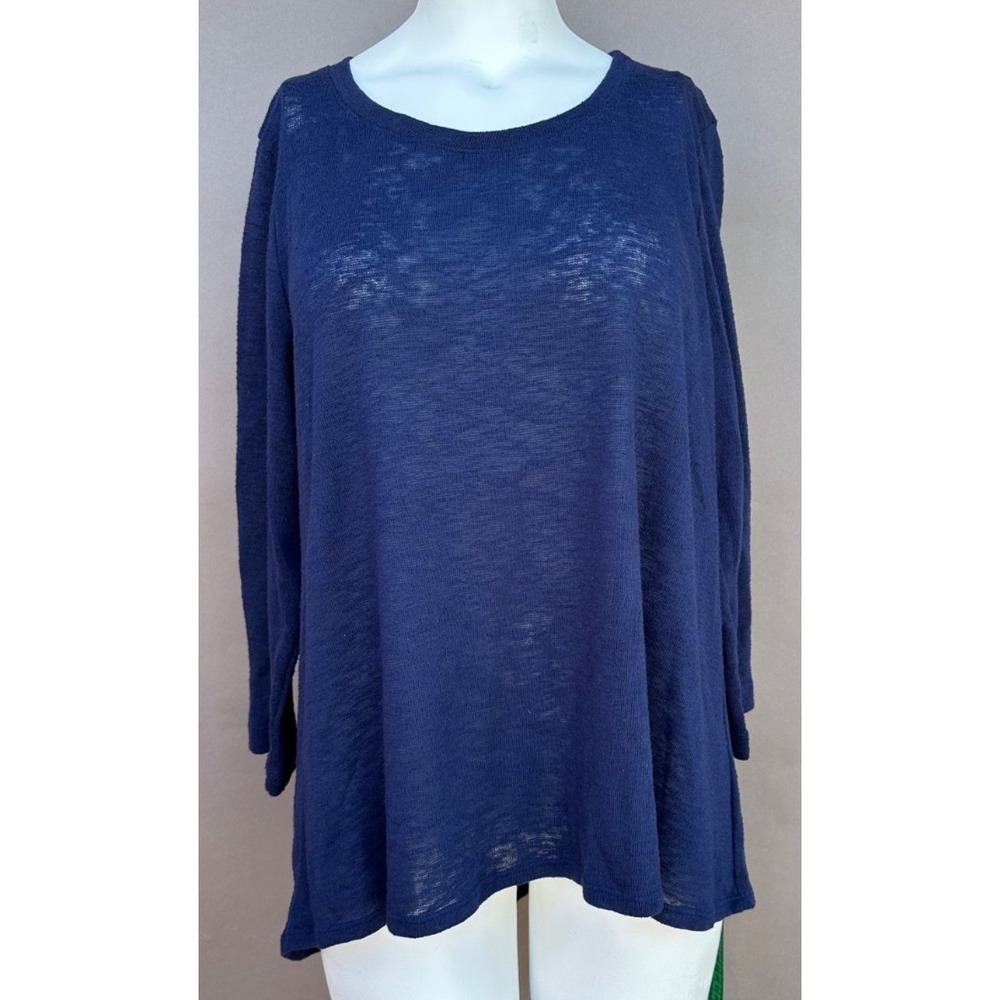 Soft Surroundings XL Blue Lightweight Long Sleeve Tunic Sweater Elliptical Coast